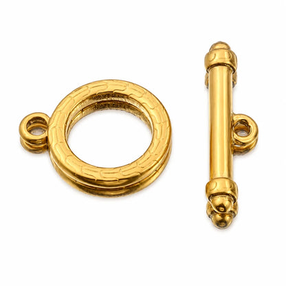 Stainless Steel | Gold Plated Round OT Toggle Clasps | 19mm (H) x 15mm (W)
