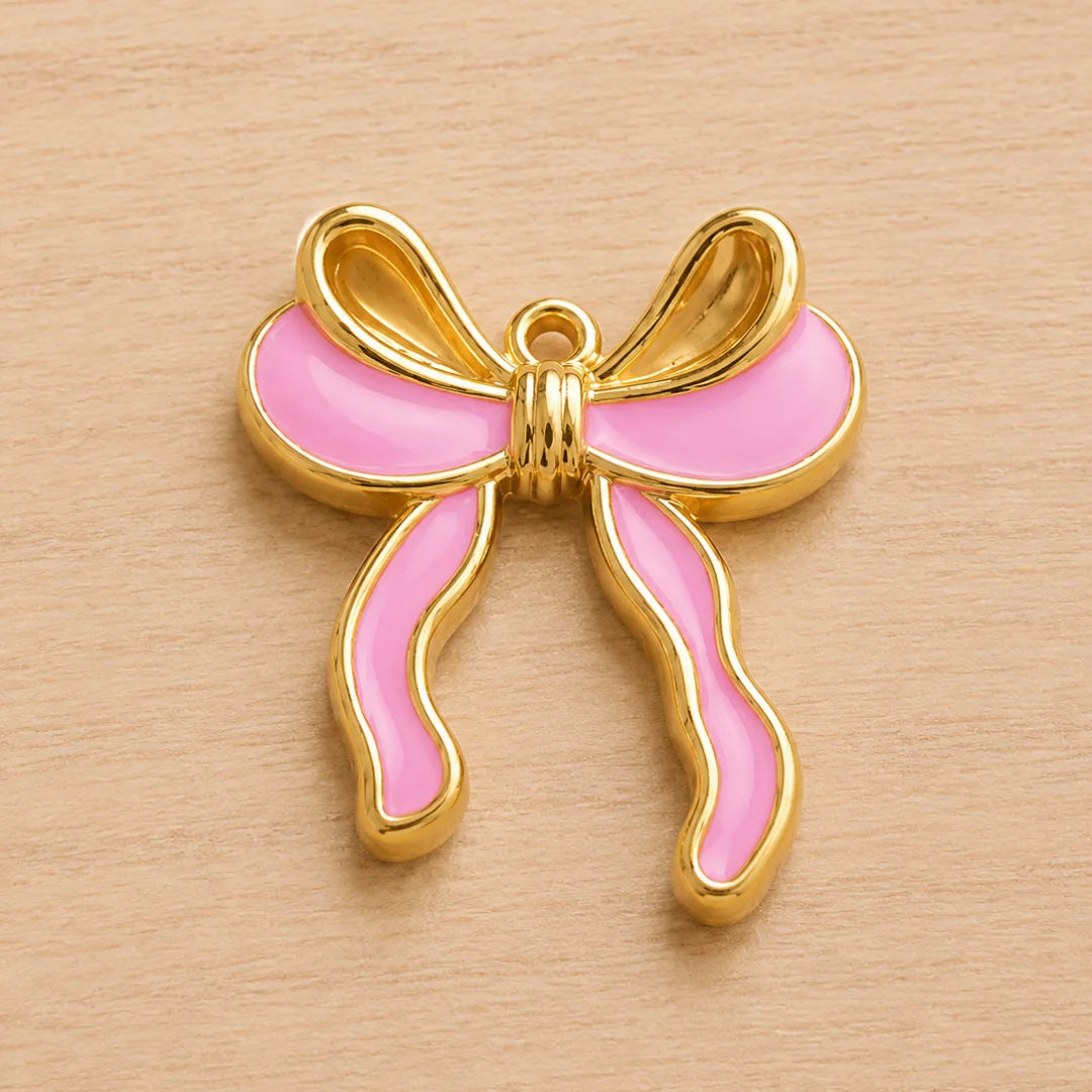 Stainless Steel | Gold Plated Enamel Bowknot Charms
