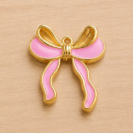 Stainless Steel | Gold Plated Enamel Bowknot Charms