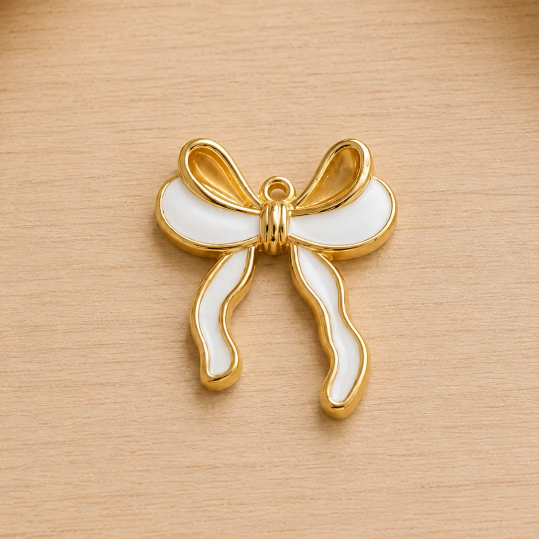 Stainless Steel | Gold Plated Enamel Bowknot Charms