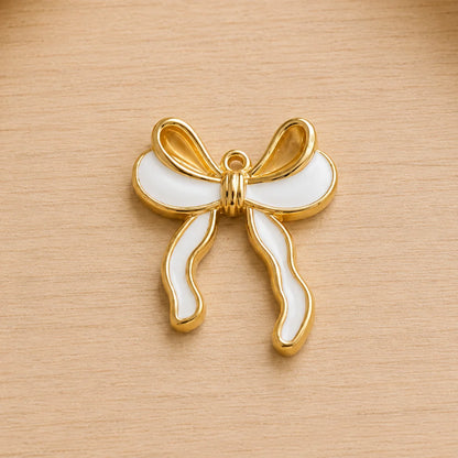 Stainless Steel | Gold Plated Enamel Bowknot Charms