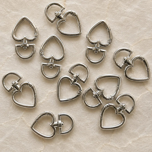 Silver Heart Swivel Clasps