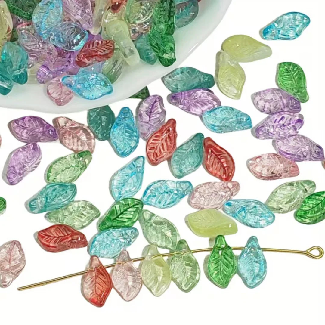 Grapevine Translucent Glass Leaf Beads