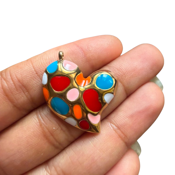Stainless Steel | Multicolour Heart Enamel Charm