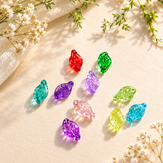 Grapevine Translucent Glass Leaf Beads