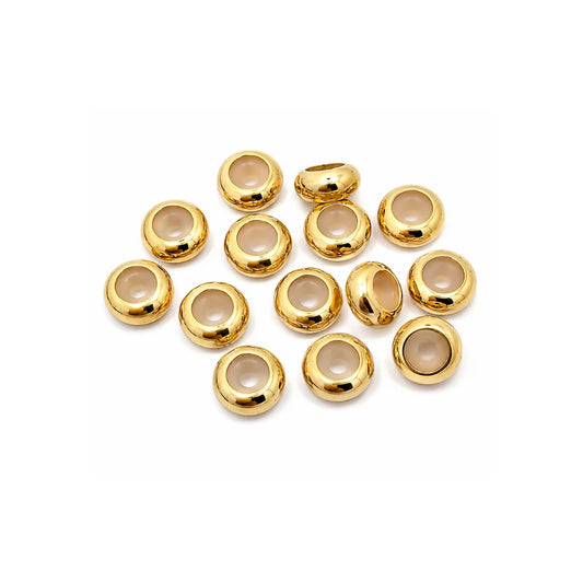 Stainless Steel | Gold Tone Round Bezel Connector Bead