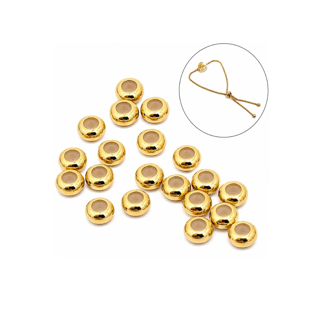 Stainless Steel | Gold Tone Round Bezel Connector Bead