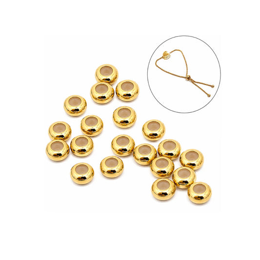 Stainless Steel | Gold Tone Round Bezel Connector Bead