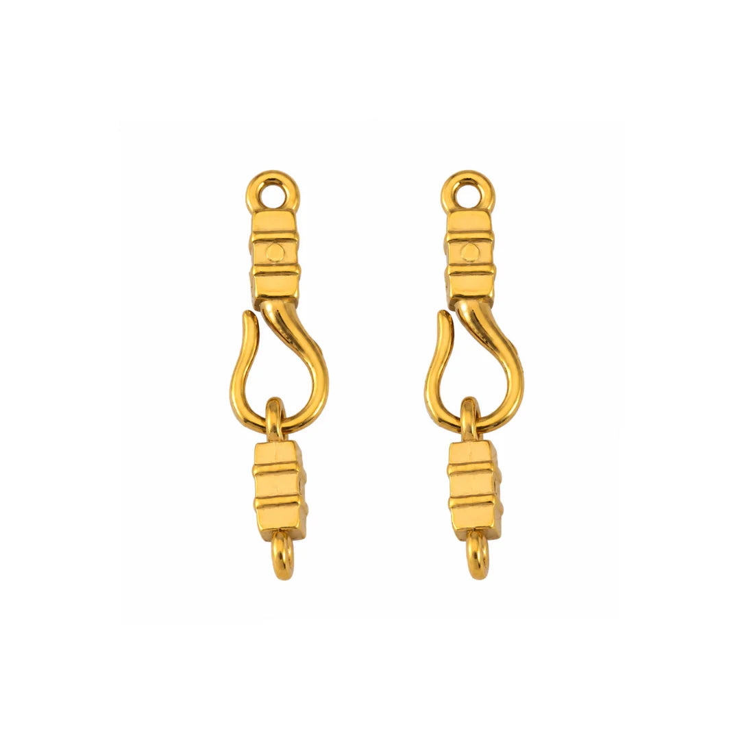 Stainless Steel | Gold Plated S-shaped Hook with Cylindrical Bead | 21mm (H) x 4.6mm (W)