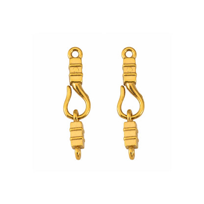 Stainless Steel | Gold Plated S-shaped Hook with Cylindrical Bead | 21mm (H) x 4.6mm (W)