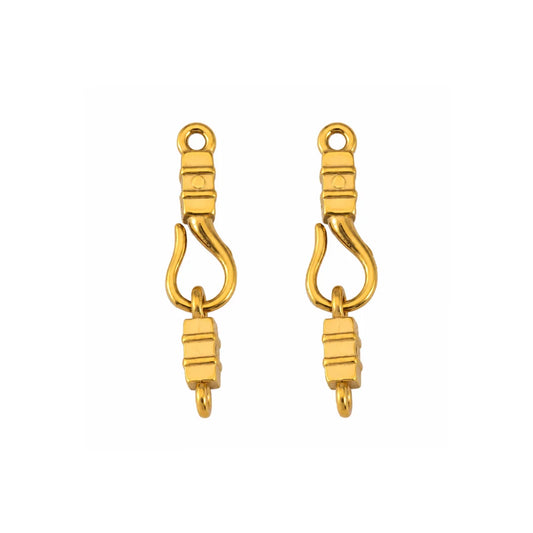 Stainless Steel | Gold Plated S-shaped Hook with Cylindrical Bead | 21mm (H) x 4.6mm (W)