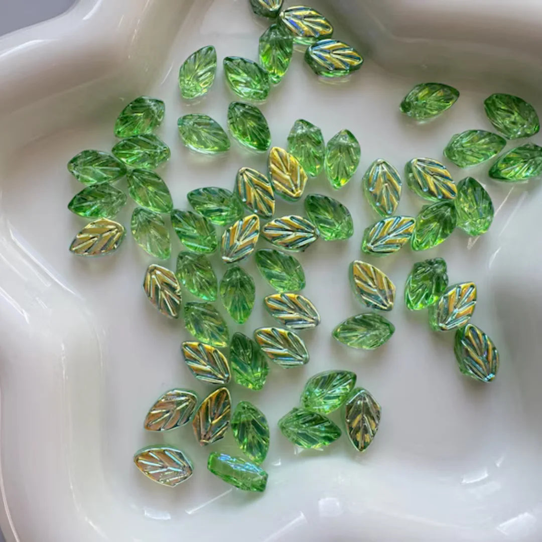 AB Glass Leaf Beads
