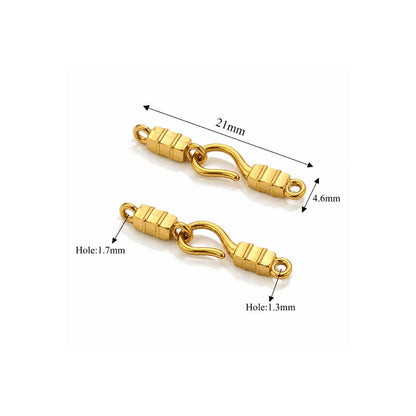 Stainless Steel | Gold Plated S-shaped Hook with Cylindrical Bead | 21mm (H) x 4.6mm (W)