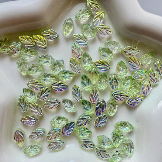 AB Glass Leaf Beads