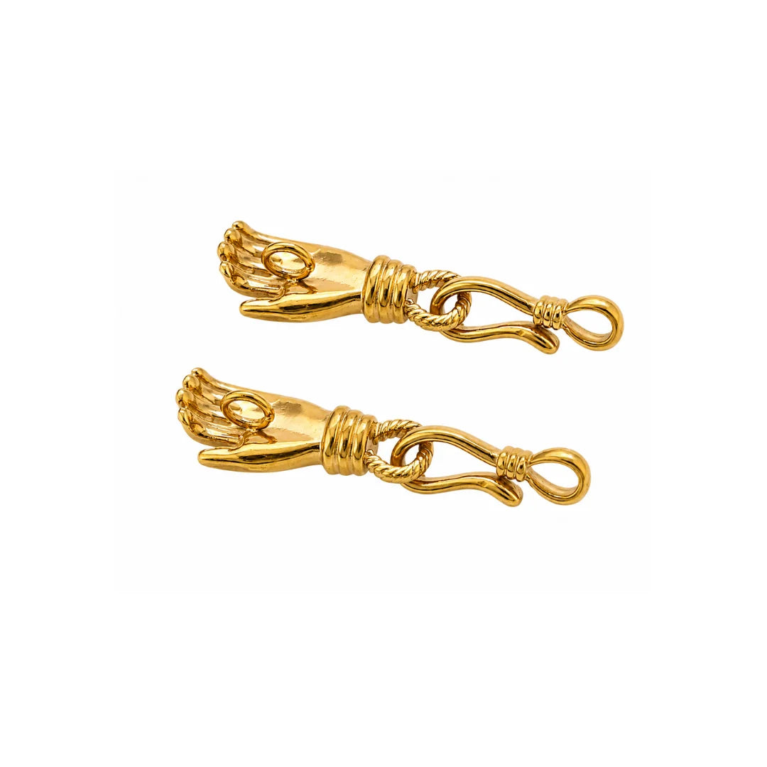 Stainless Steel | Gold Plated Hand Shaped Jewelry Clasp | 21mm (H) x 5.8mm (W)