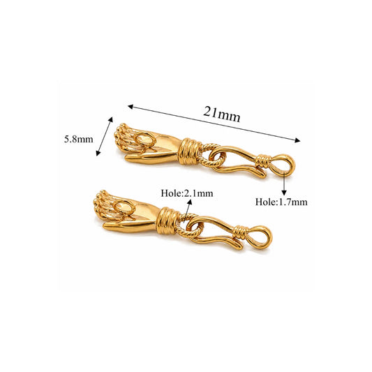 Stainless Steel | Gold Plated Hand Shaped Jewelry Clasp | 21mm (H) x 5.8mm (W)