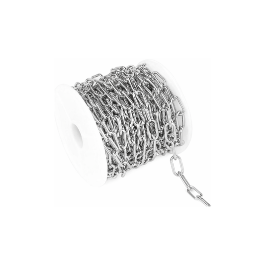 Stainless Steel | 5 mm | Silver Plated Paperclip Chains Roll | 1 Ft Length