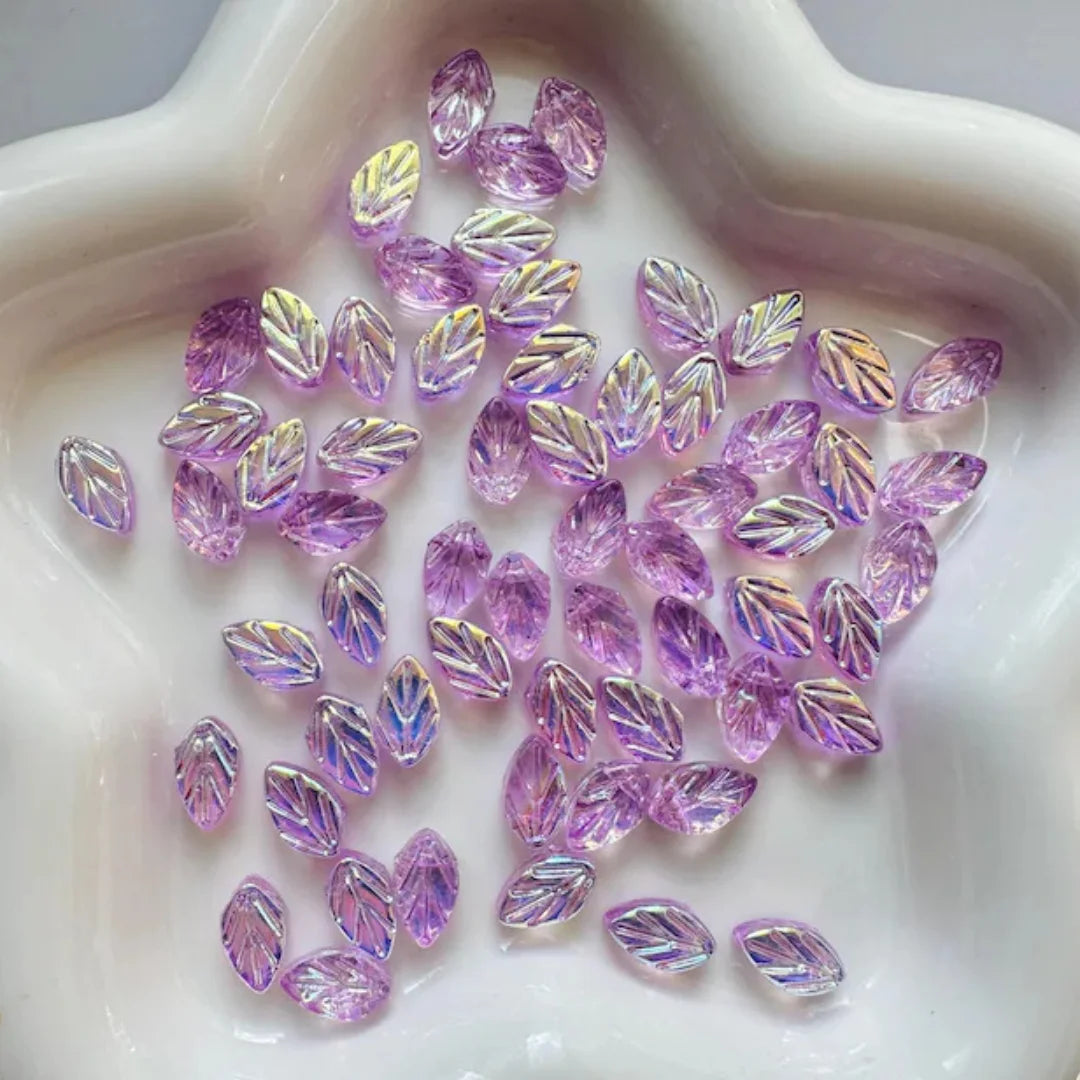 AB Glass Leaf Beads