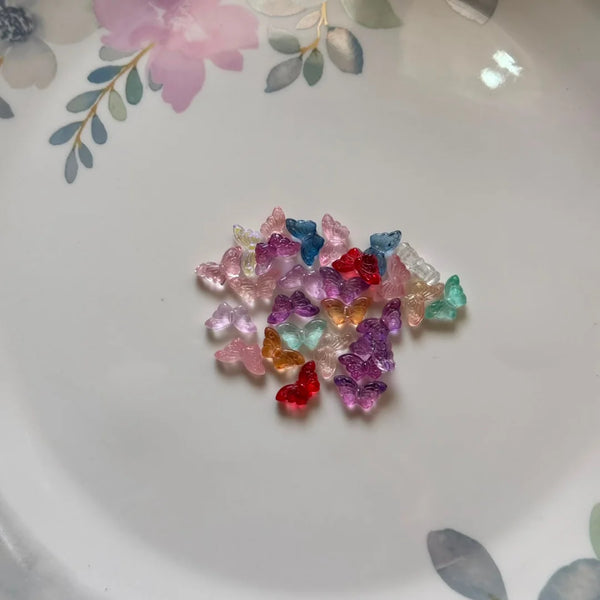 Butterfly Glass Beads Combo Pack – 50 Pieces with 10 Color Variety