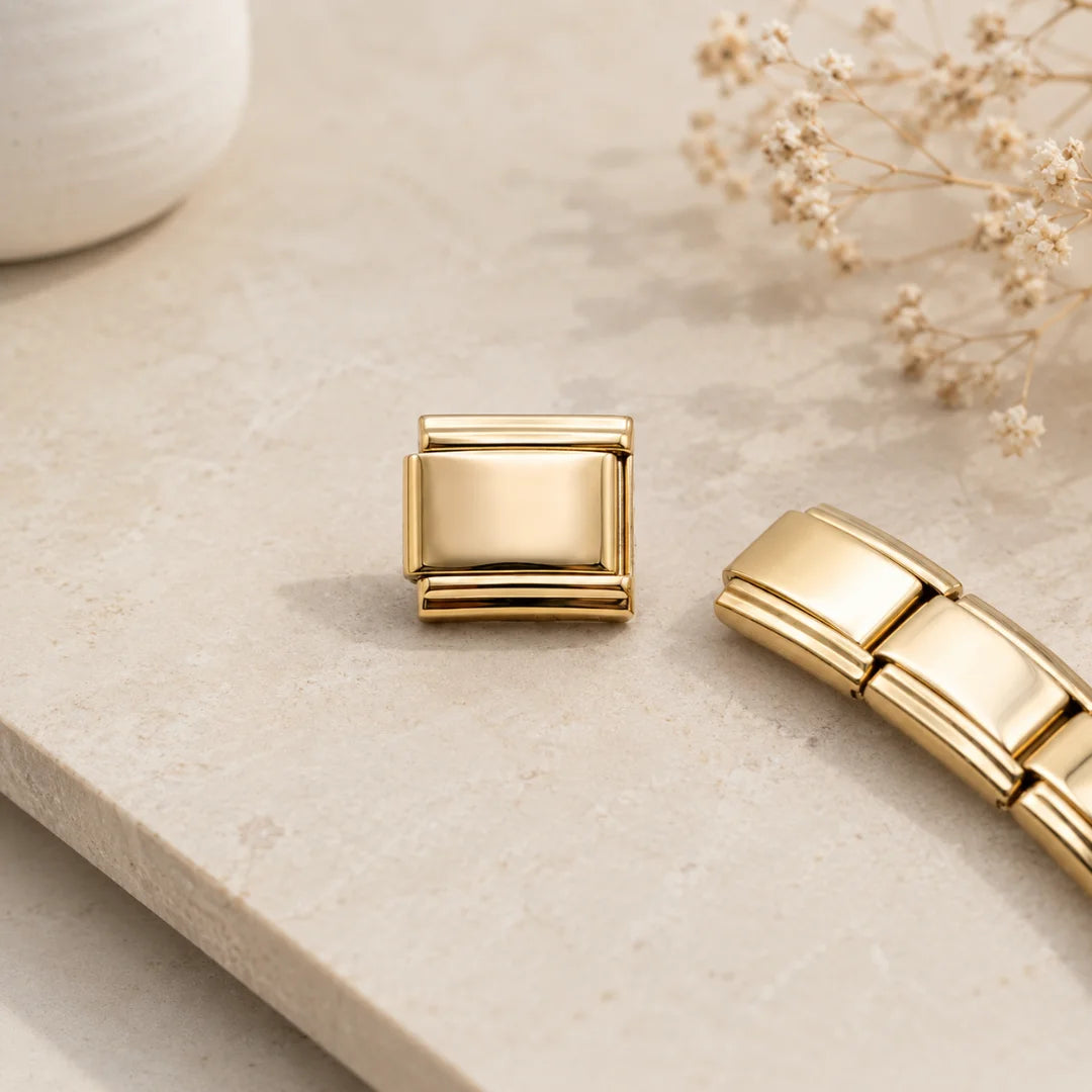 Stainless Steel | Gold Links Blank Italian Charm Bracelet Links