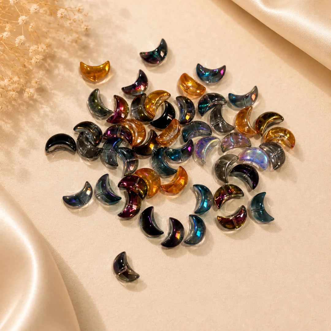 Electroplated AB Moon Glass Beads