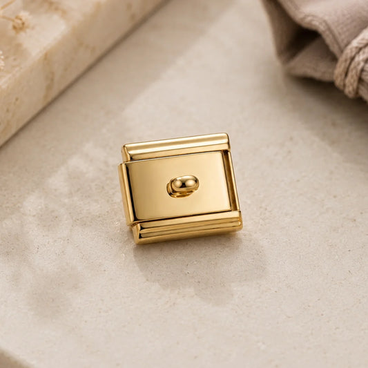 Stainless Steel Italian Charm Link with Center Knob | Ay Mami