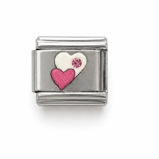 Stainless Steel | Double Heart Italian Charm