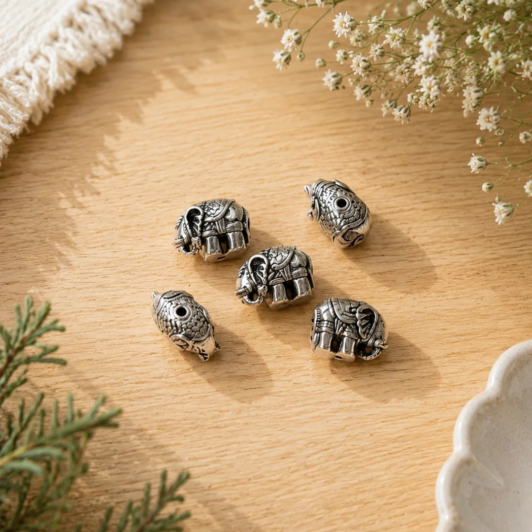 Silver Metal Elephant Beads