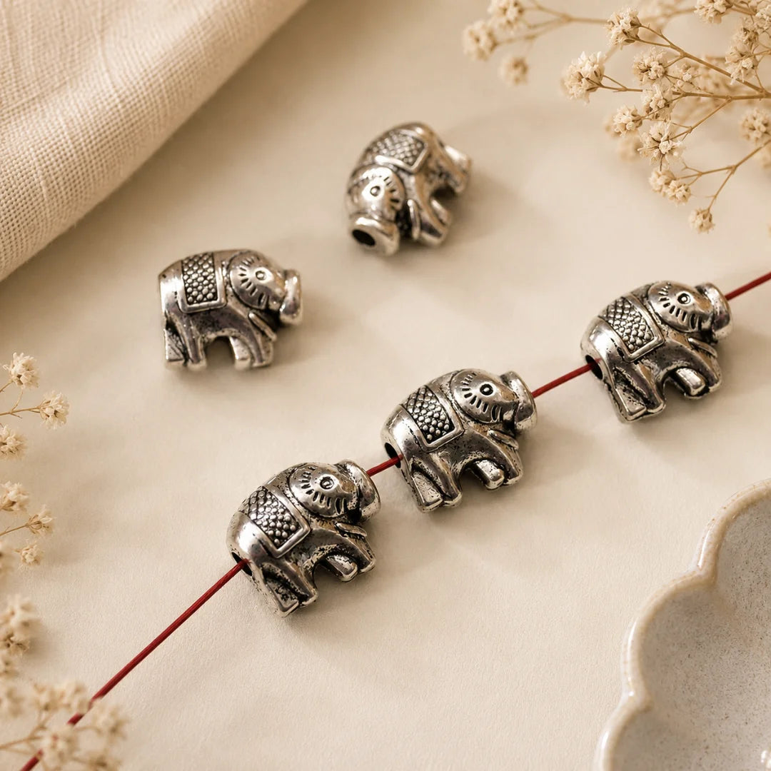 Silver Metal Elephant Beads