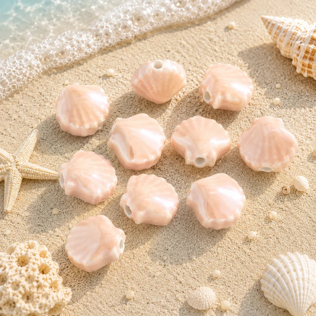 Multicolor Ceramic Shell Beads