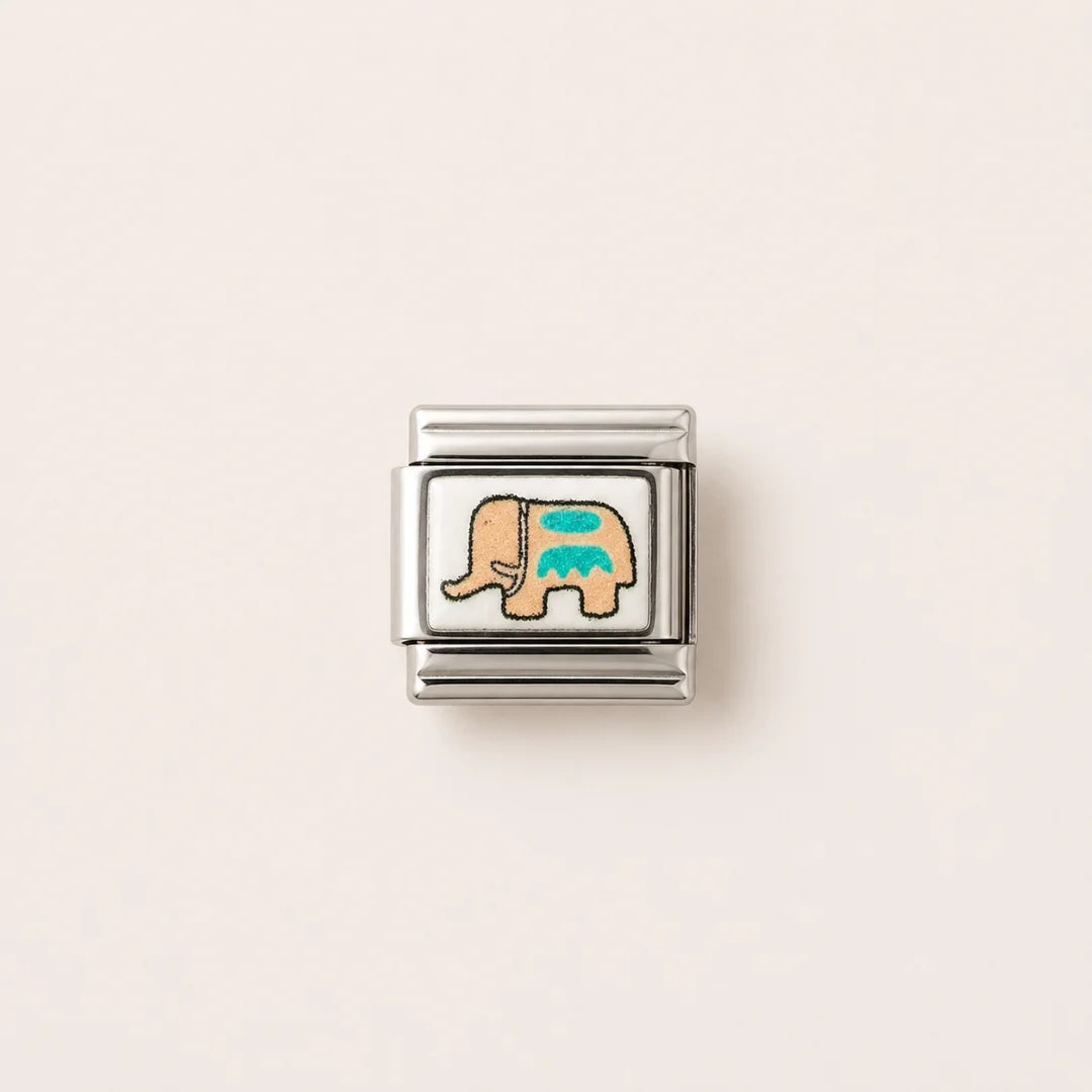 Stainless Steel | Elephant with Blue Enamel Italian Charm