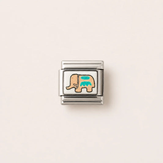 Stainless Steel | Elephant with Blue Enamel Italian Charm