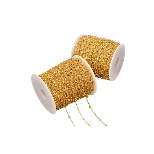 Stainless Steel | 1 mm | Satellite Bead Chain Style - 02 (Not Dense) | 1 Ft Length