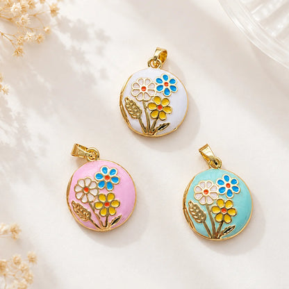 Stainless Steel | Enamel Gold Plated Floral Keepsake Openable Lockets
