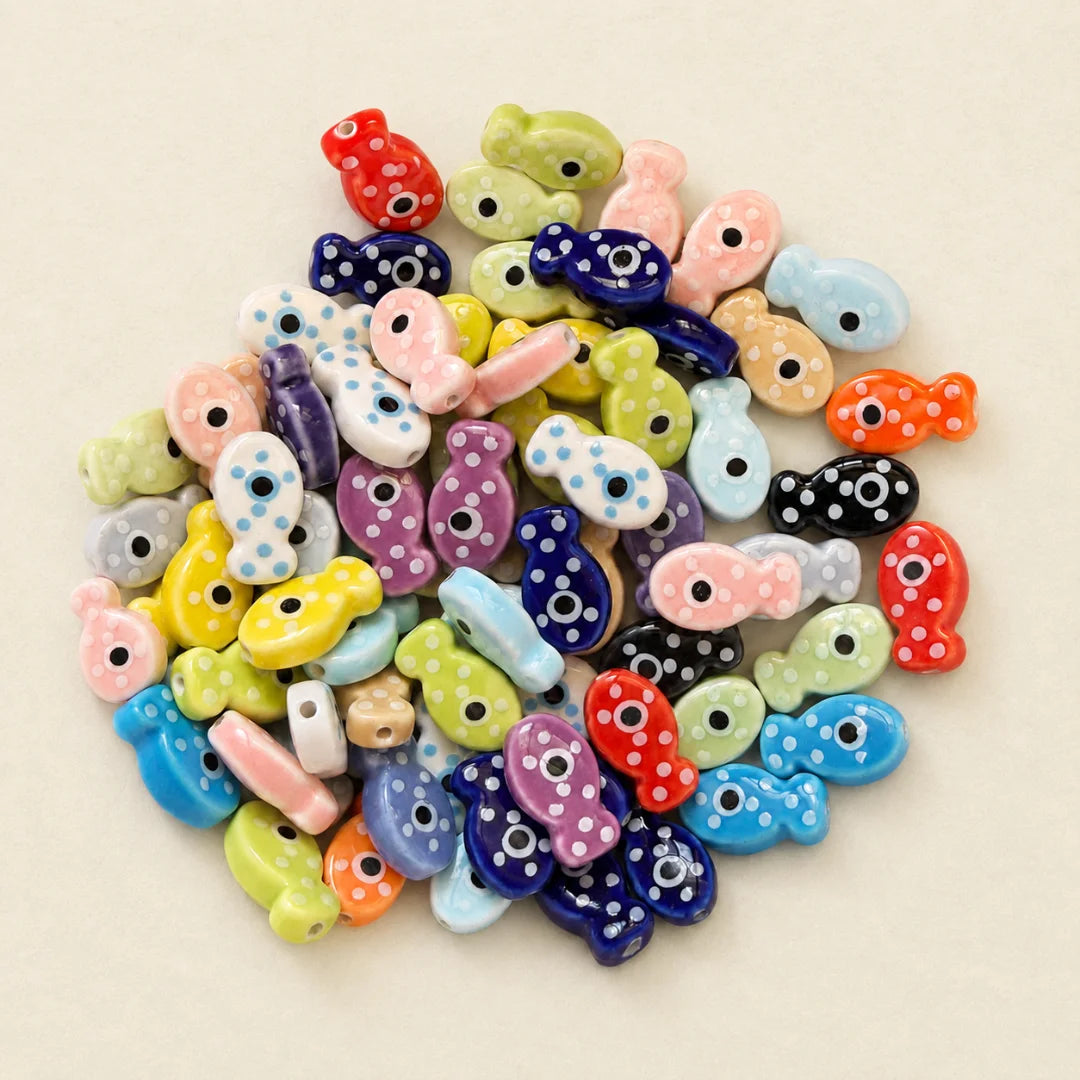 Multicolor Ceramic Fish Beads