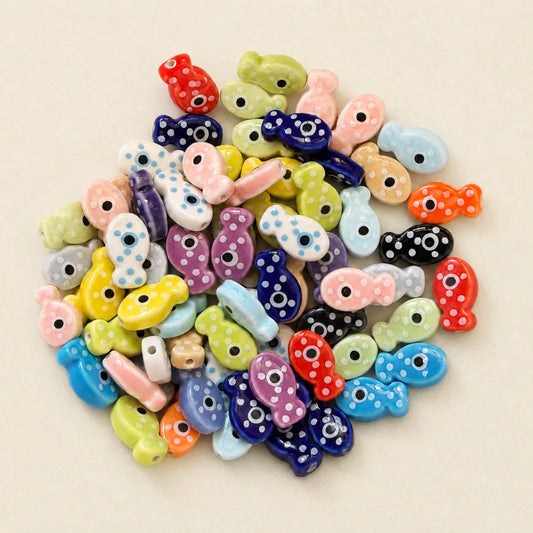 Multicolor Ceramic Fish Beads