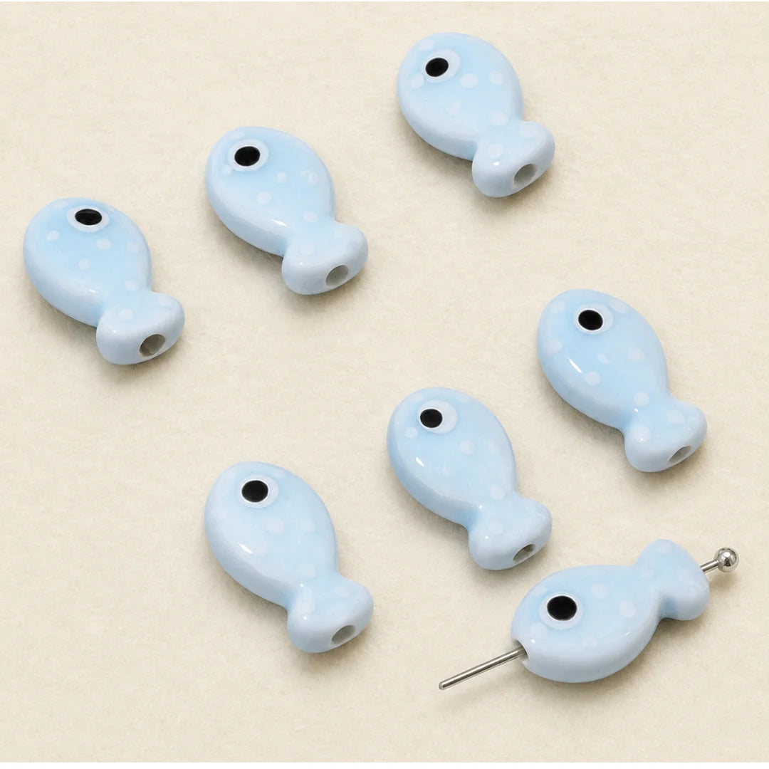 Multicolor Ceramic Fish Beads