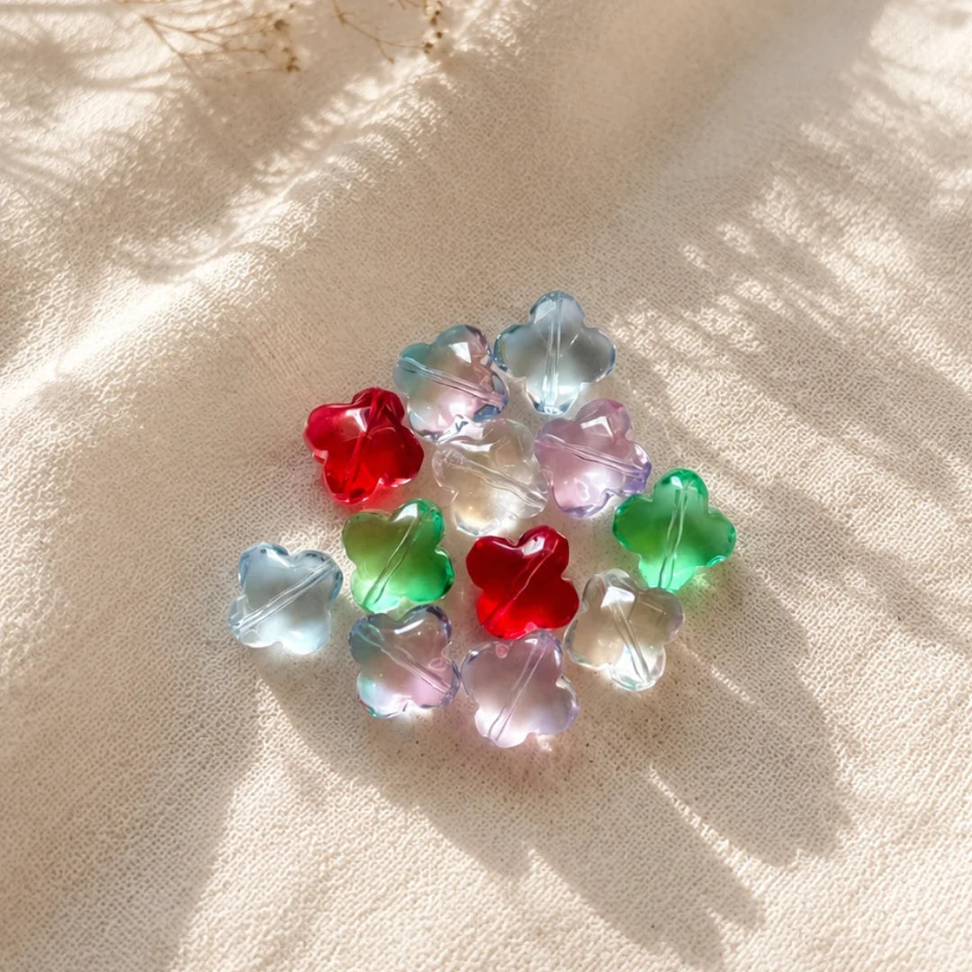 Four Leaf Clover Glass Beads Combo Pack | 20 Pieces with 6 Color Variety