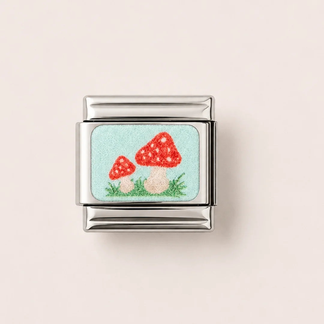 Stainless Steel | Red Enamel Mushroom Italian Charm