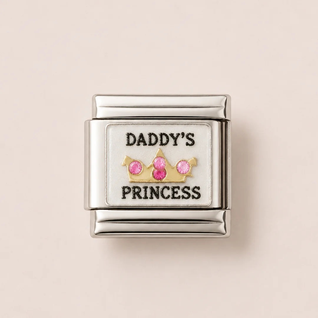 Stainless Steel | Daddy's Princess with Crown Italian Charm