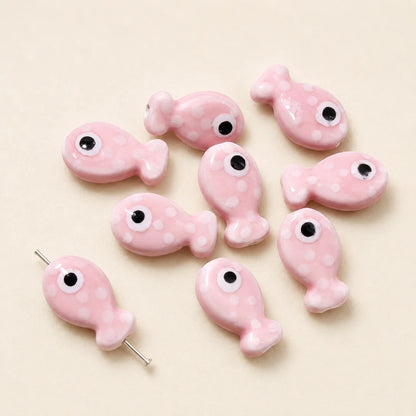 Multicolor Ceramic Fish Beads