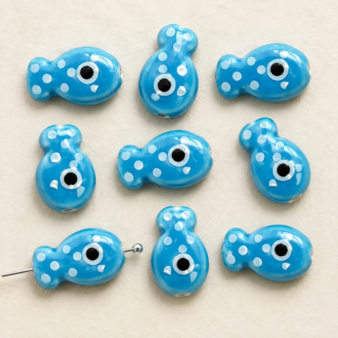 Multicolor Ceramic Fish Beads