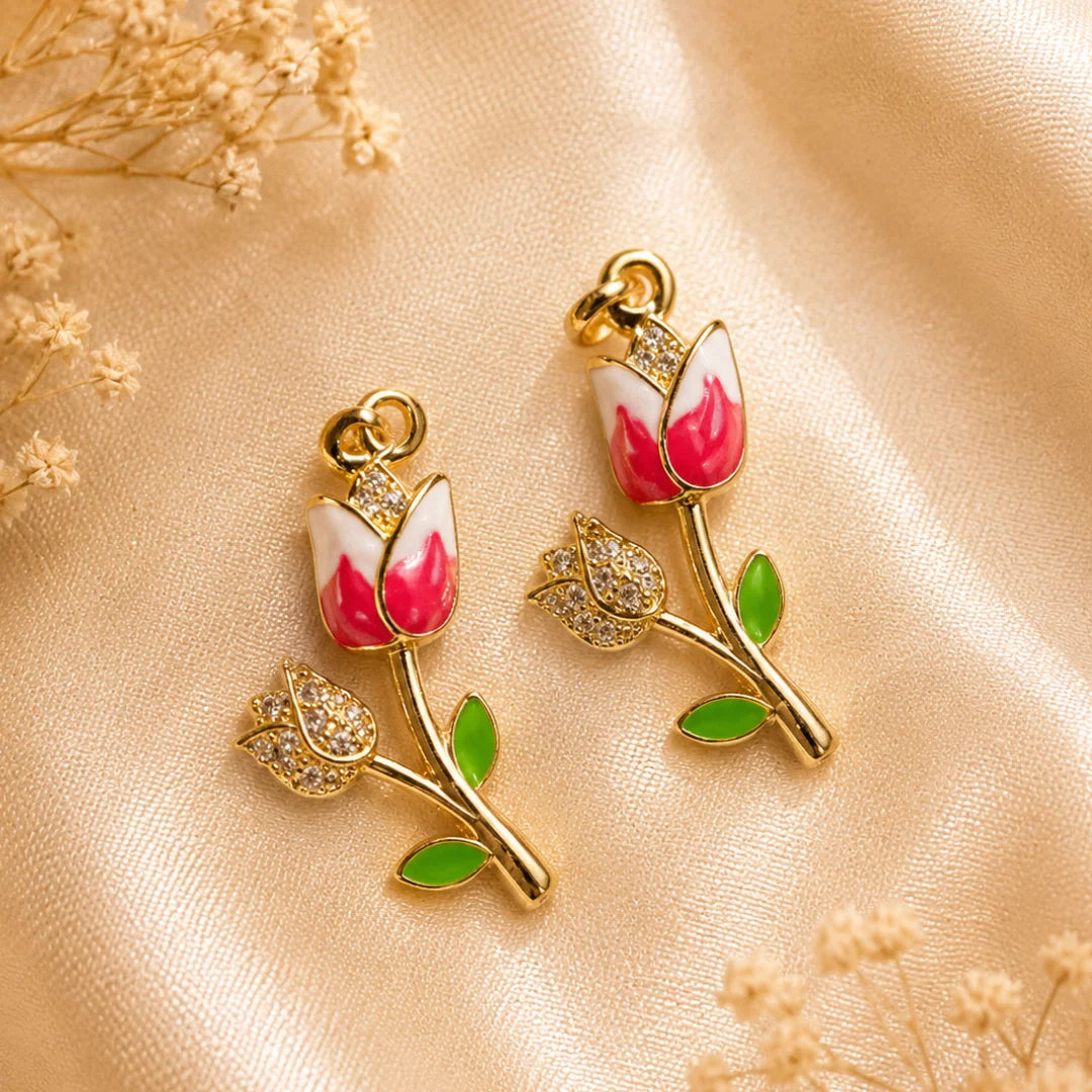 Pink Tulip Flower Charm