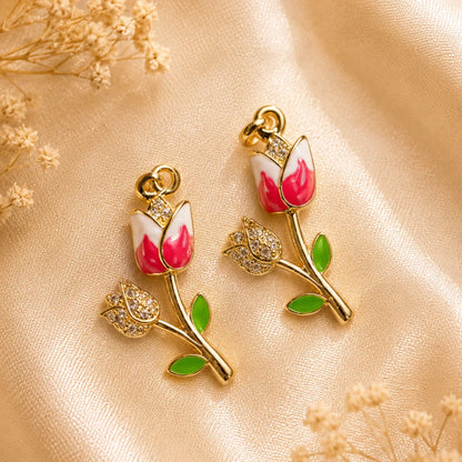 Pink Tulip Flower Charm