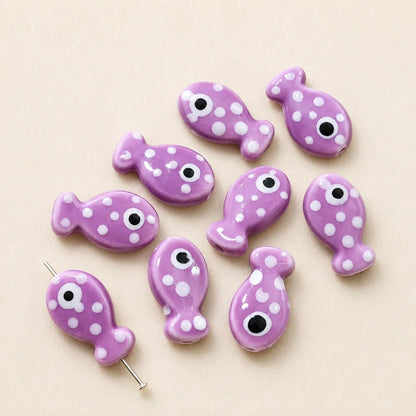 Multicolor Ceramic Fish Beads