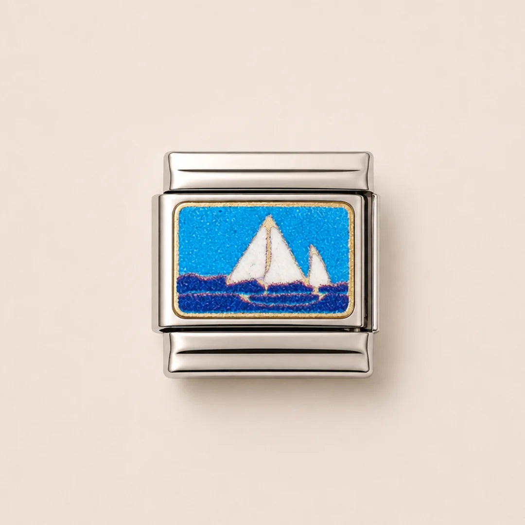 Stainless Steel | Enamel Sailboat Design Italian Charm