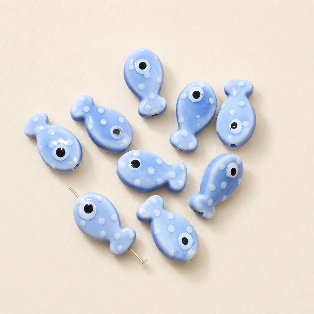 Multicolor Ceramic Fish Beads