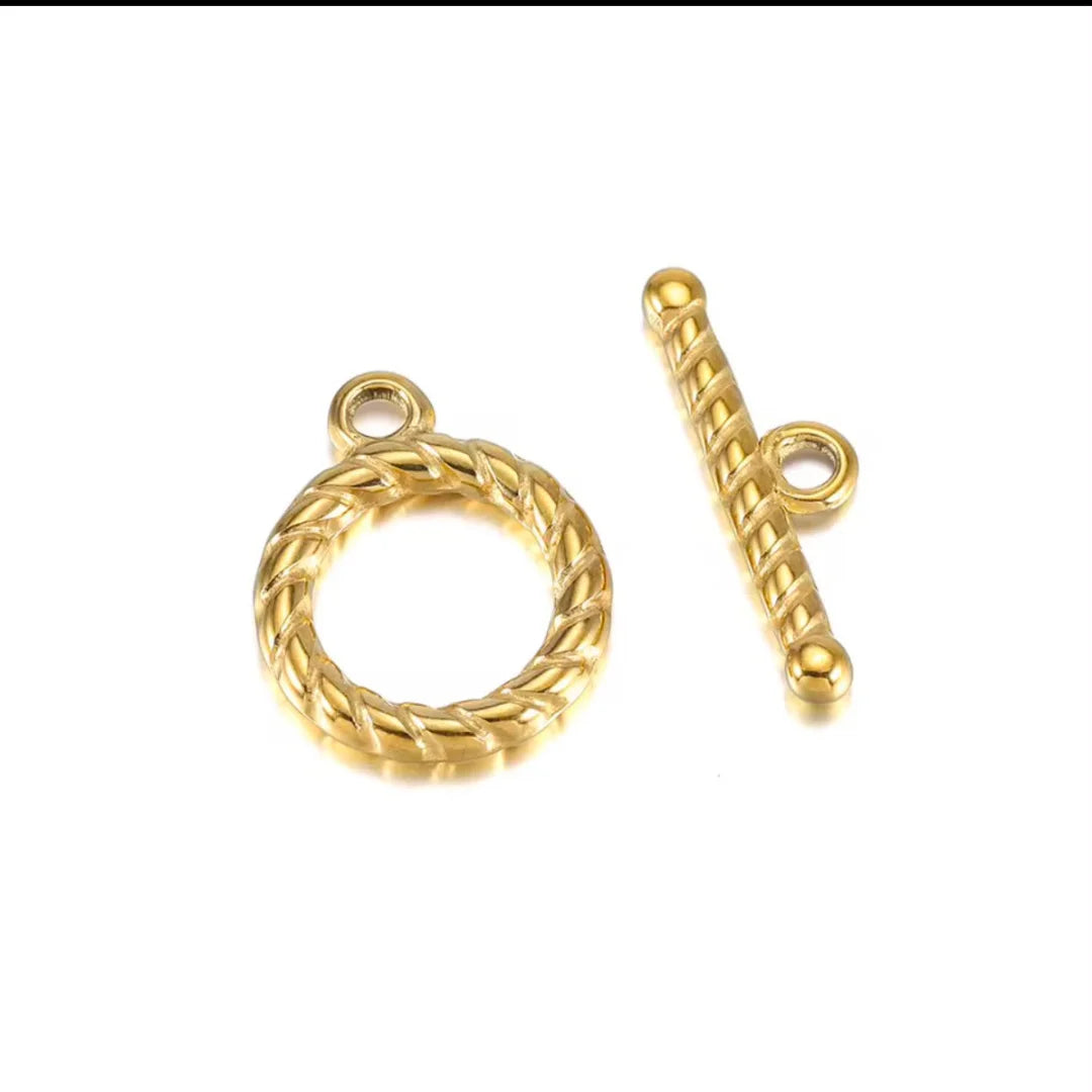 Stainless Steel | Gold Plated Snake Scale OT Toggle Clasps | 1.8 mm (H) x1.5 mm (W)