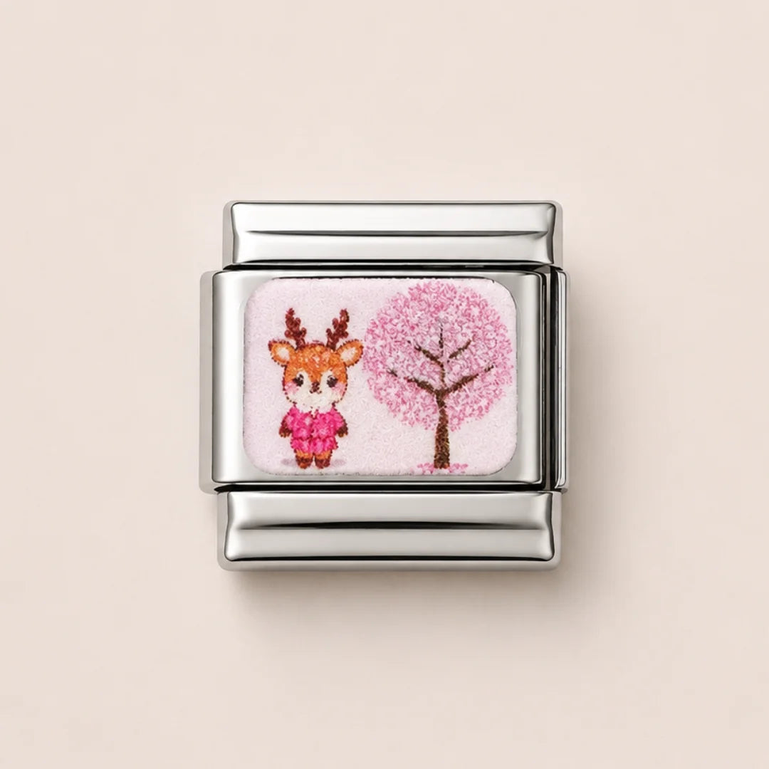 Stainless Steel | Cute Fox in Winter Scene Italian Charm