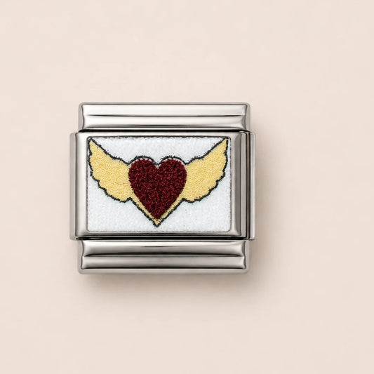 Stainless Steel | Red Heart with Wings Italian Charm